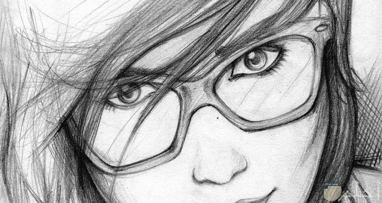 رسمة أنمي لفتاة بنظارة جميلة.